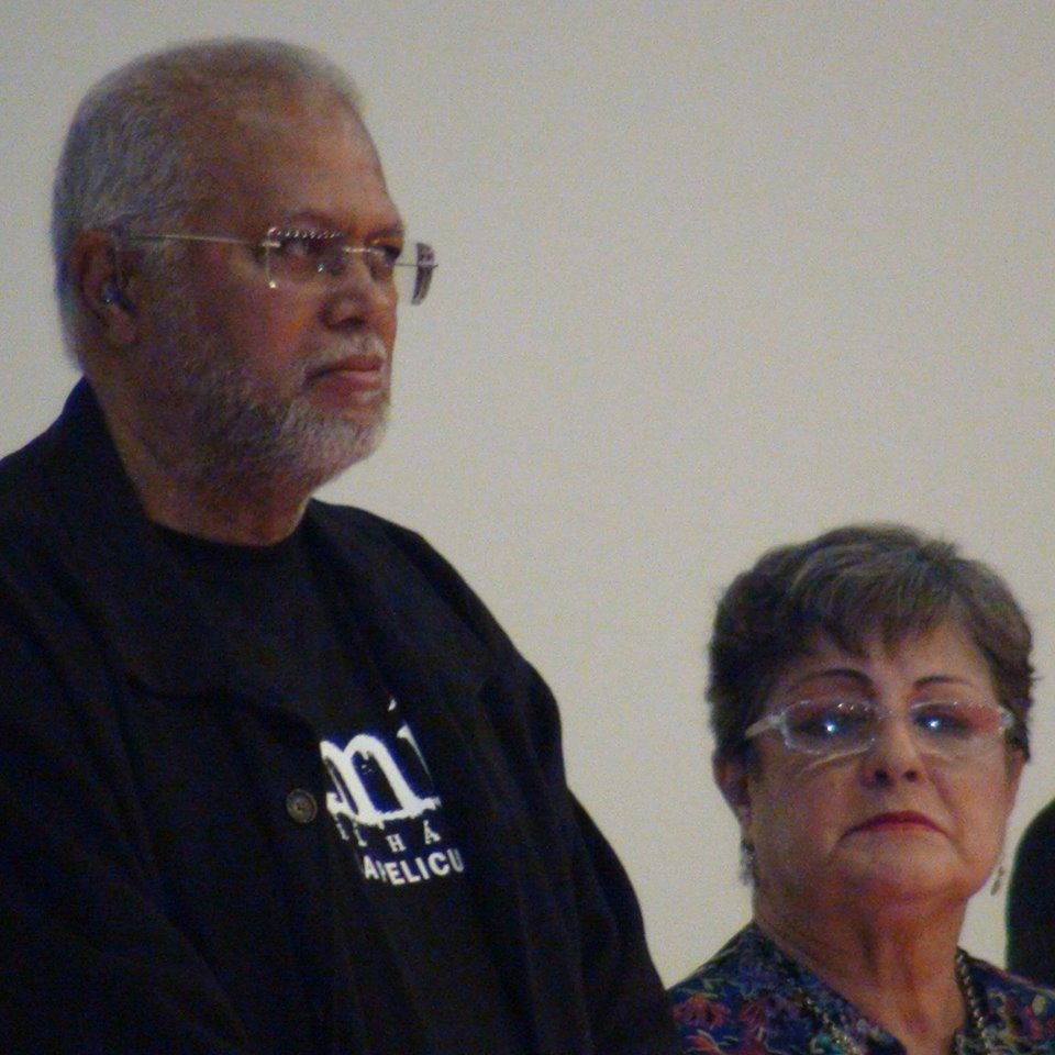 Director Etzel Baez and Amin's widow, Mirna Santos at Premier